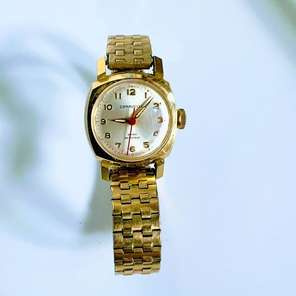 VTG Stamped 10K Rolled Gold Caravelle by Bulova Water Resistant 17